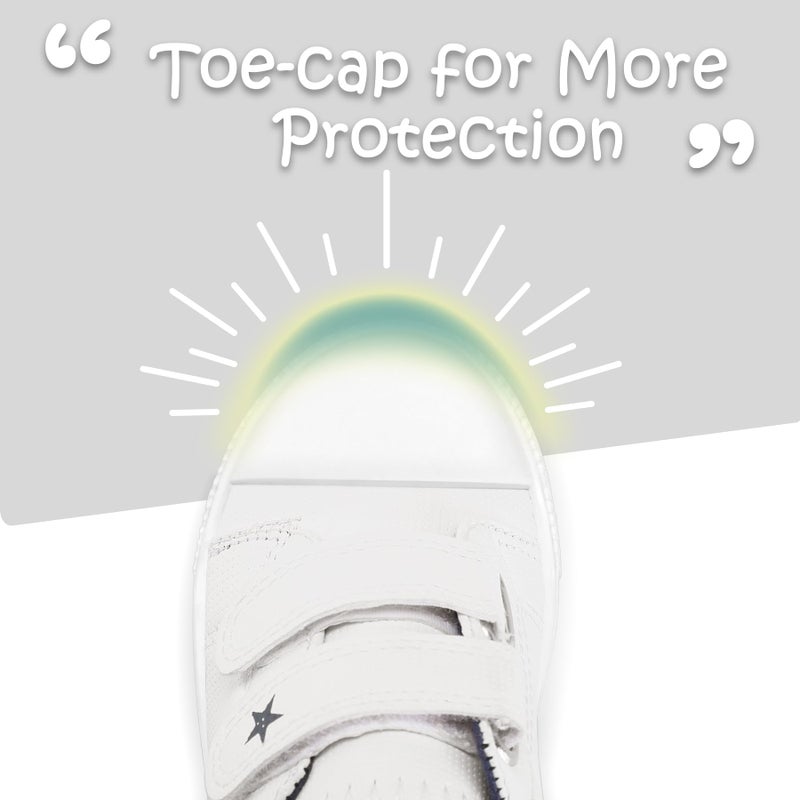 K KomForme Toddler Boys & Girls Shoes Kids Canvas Sneakers with Cartoon Dual Hook and Loops, Size 9 Toddler, White - Image 4