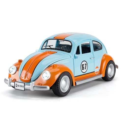 UKAXA 1:18 Beetle Toy Car Vintage Car Die Cast Metal Model Cars with Pullback Openable Door Light Sound Cars Toy, 3+ Years, Multicolor - Image 1
