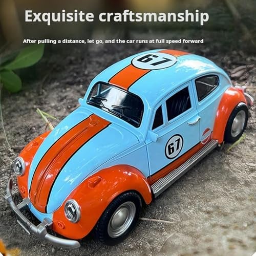UKAXA 1:18 Beetle Toy Car Vintage Car Die Cast Metal Model Cars with Pullback Openable Door Light Sound Cars Toy, 3+ Years, Multicolor - Image 4