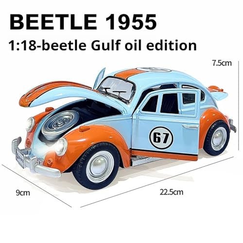 UKAXA 1:18 Beetle Toy Car Vintage Car Die Cast Metal Model Cars with Pullback Openable Door Light Sound Cars Toy, 3+ Years, Multicolor - Image 2