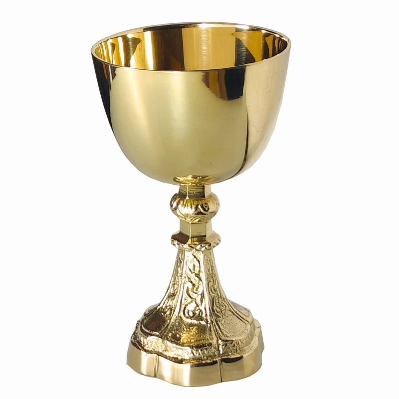 REPLICARTZUS Vintage Brass Chalice Goblet â€“ Handmade Gold Wine Goblet for Church, Wedding, or Gift â€“ Catholic Religious Decor & Holy Ceremony Drinkware 230 ml Communion Cup, 6.2" (X Large) - Image 1