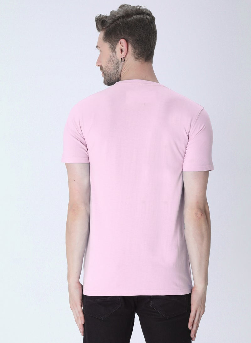 RSO Outfits Pink Men's Half Sleeve Round Neck Cotton Tshirt - Image 4