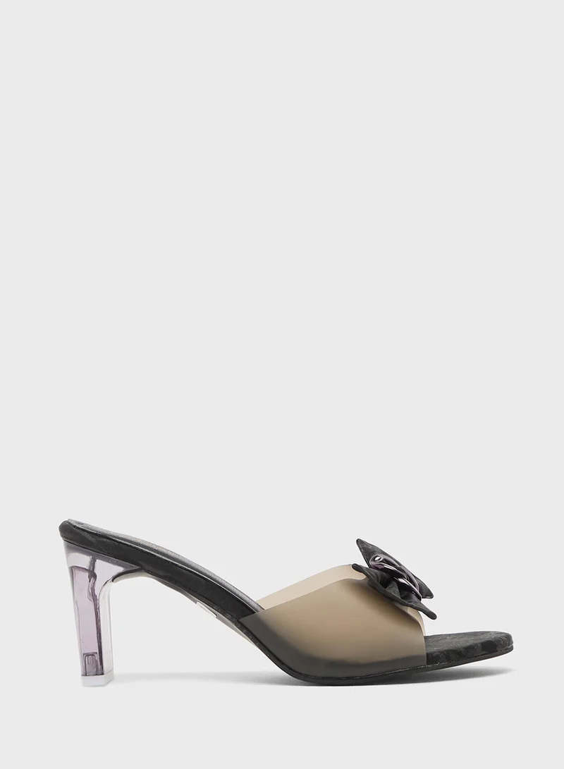 Pink Step High Heeled Sandal With Bow
