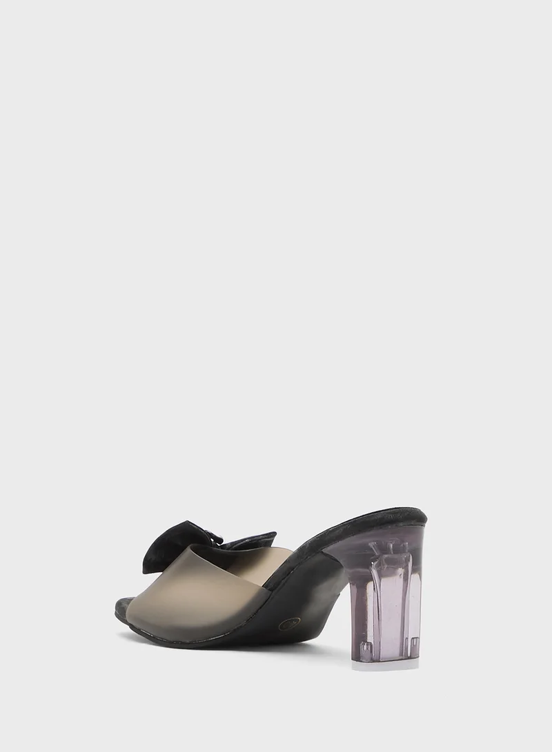 Pink Step High Heeled Sandal With Bow