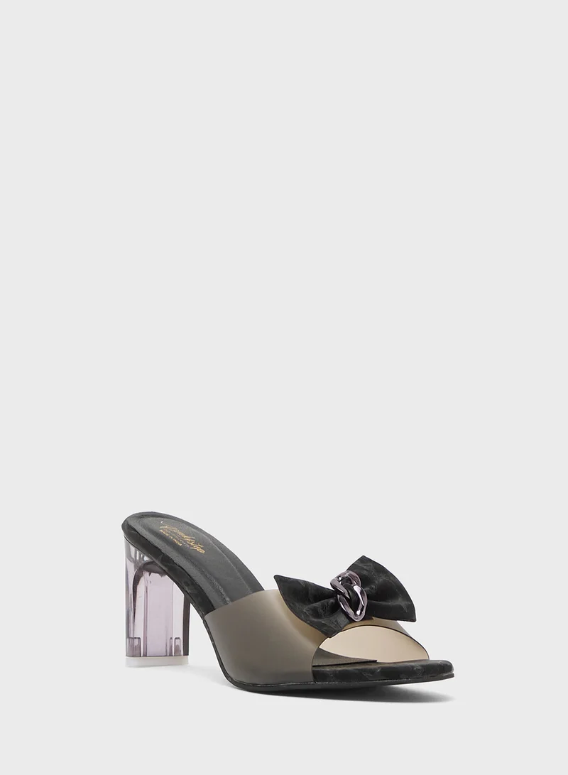 Pink Step High Heeled Sandal With Bow