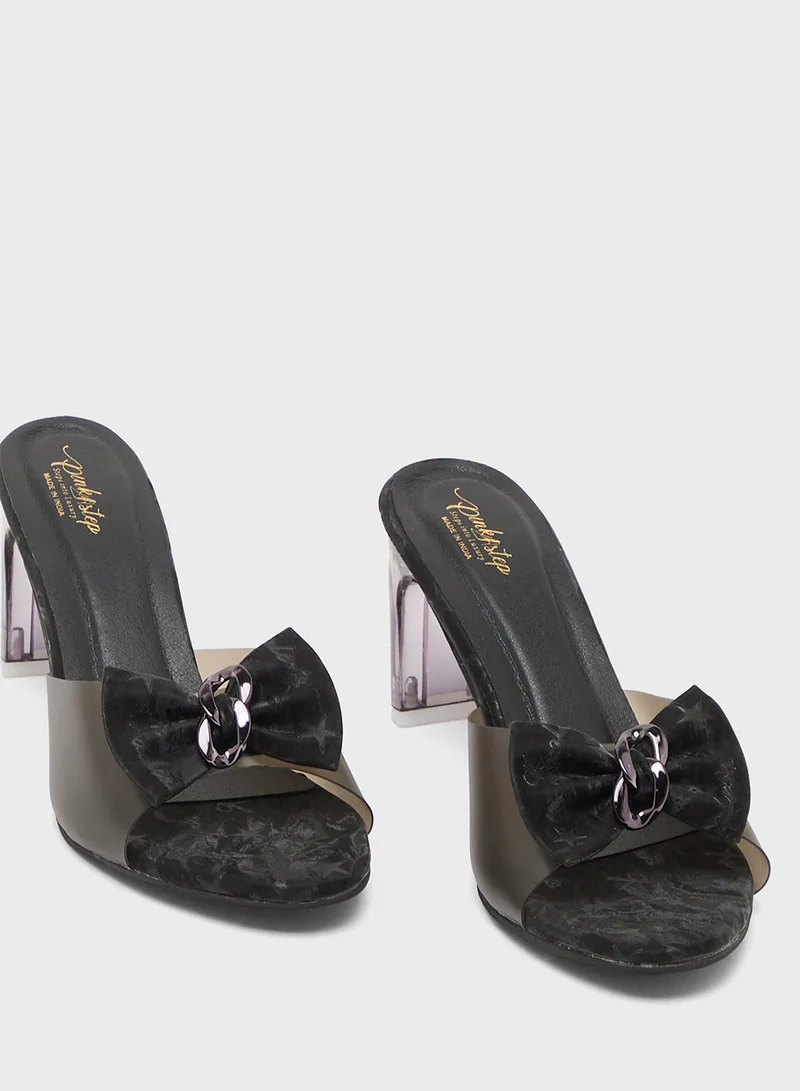 Pink Step High Heeled Sandal With Bow