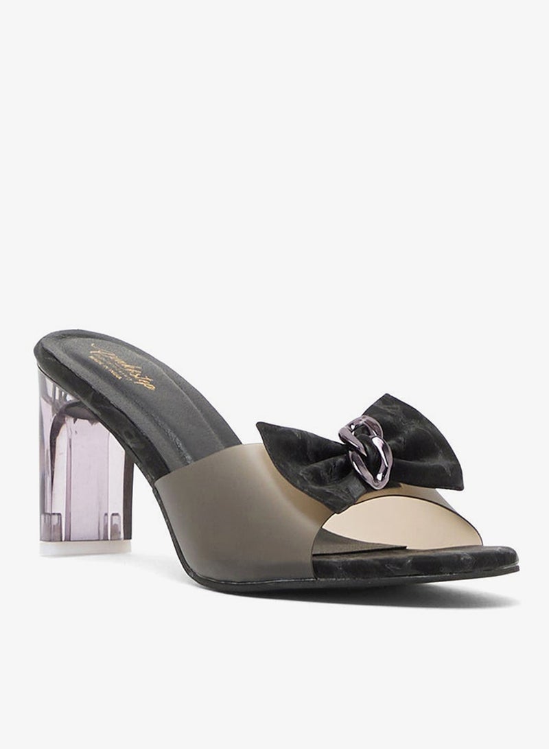 Pink Step High Heeled Sandal With Bow - Image 3