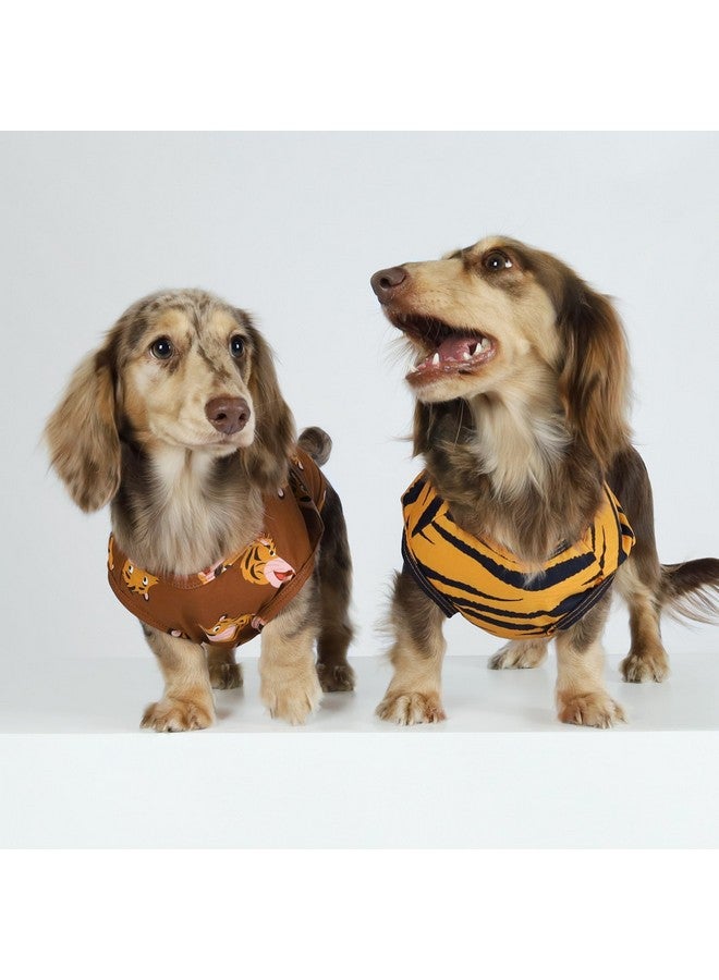 فيت وورم قميص نمر للكلاب من Fitwarm، عبوة من 4 قطع، ملابس صيفية للكلاب الصغيرة، أولاد وبنات، تيشيرت مضحك للكلاب، زي حيوانات أليفة، أصفر، بني، أسود، أخضر، متوسط - Image 3