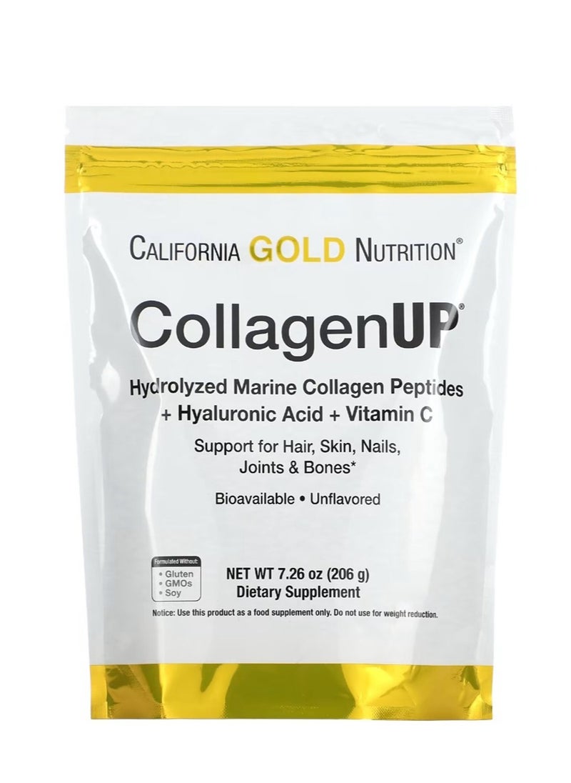 California Gold Nutrition CollagenUP Hydrolyzed Marine Collagen Peptides with Hyaluronic Acid & Vitamin C Unflavored 7.26 oz (206 g)  - Image 1
