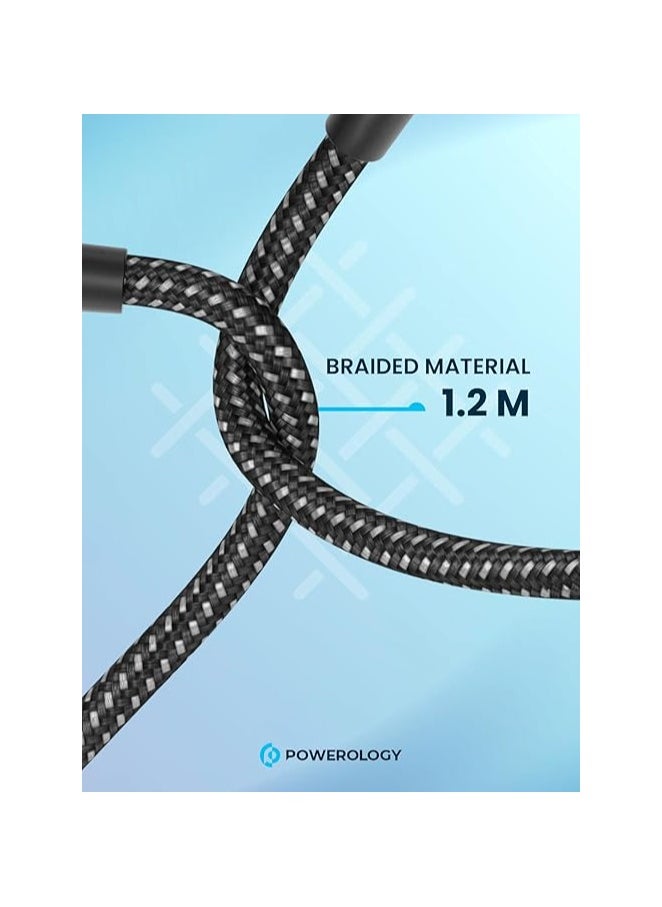 Powerology - Powerology 60WPD Braided USB-C to USB-C + Lightning Data & Fast Charge 1.2m/4ft - Black - Image 1