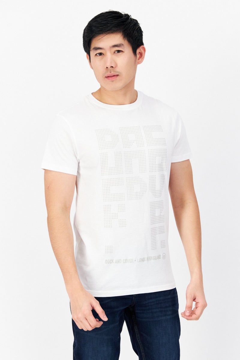 DUCK AND COVER Men Crew Neck Short Sleeve Graphic T Shirt, White - Image 1