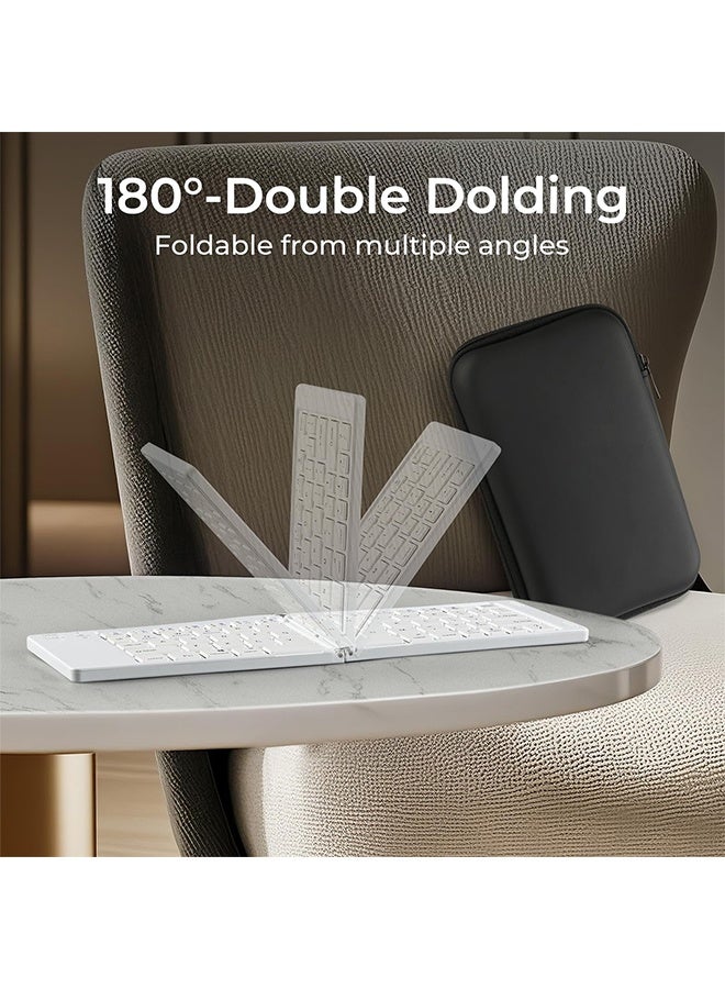تودي جي هو لوحة مفاتيح بلوتوث قابلة للطي ، لوحة مفاتيح قابلة للطي لاسلكية محمولة للسفر ، مناسبة لـ iPad ، iPhone ، MacBook ، Android ، أجهزة الكمبيوتر المحمولة Windows ، أجهزة اللوح - أبيض - Image 2