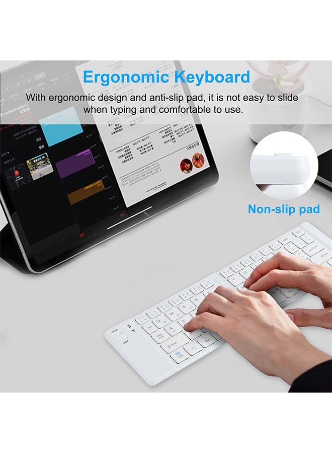 تودي جي هو لوحة مفاتيح بلوتوث قابلة للطي ، لوحة مفاتيح قابلة للطي لاسلكية محمولة للسفر ، مناسبة لـ iPad ، iPhone ، MacBook ، Android ، أجهزة الكمبيوتر المحمولة Windows ، أجهزة اللوح - أبيض - Image 5