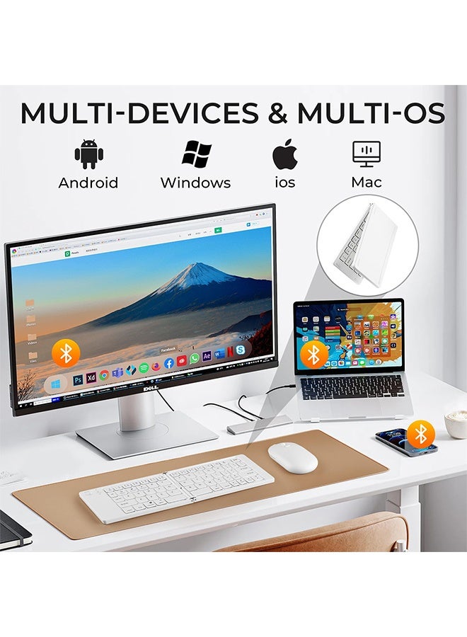 تودي جي هو لوحة مفاتيح بلوتوث قابلة للطي ، لوحة مفاتيح قابلة للطي لاسلكية محمولة للسفر ، مناسبة لـ iPad ، iPhone ، MacBook ، Android ، أجهزة الكمبيوتر المحمولة Windows ، أجهزة اللوح - أبيض - Image 4