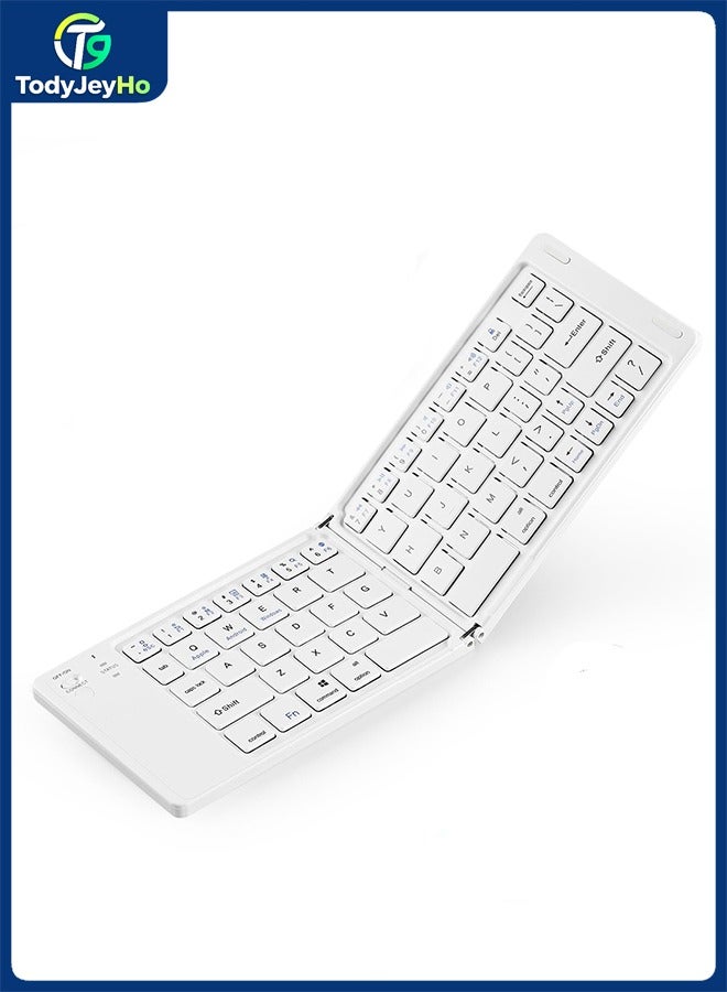 تودي جي هو لوحة مفاتيح بلوتوث قابلة للطي ، لوحة مفاتيح قابلة للطي لاسلكية محمولة للسفر ، مناسبة لـ iPad ، iPhone ، MacBook ، Android ، أجهزة الكمبيوتر المحمولة Windows ، أجهزة اللوح - أبيض - Image 1