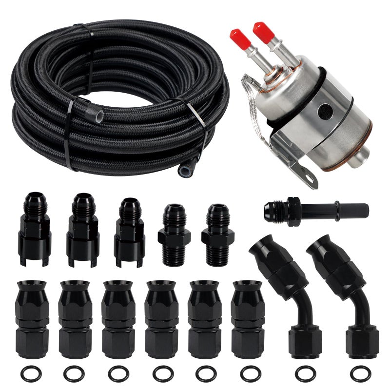 مجموعة توصيل خراطيم حقن الوقود EFI من Htostar Racing LS Swap مع خراطيم وقود PTFE 6AN 38 ومُنظم فلتر الوقود 58 PSI ومحول سكة الوقود