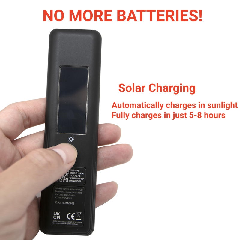 ARCSTILL New BN59-01480A TM2360E Solar Smart AI Voice Remote with Rechargeable Solar Cell, App Shortcuts & USB-C Charging, Compatible with Samsung 2023-2025 Neo QLED 8K Smart TVs, HDR Ultra HD - Black - Image 4