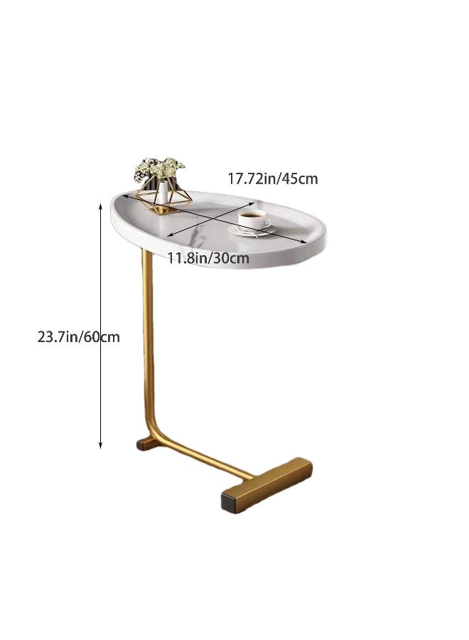 1pc Side Table & End Table for Small Spaces and Living Room, Modern Nightstand Suit for Sofa Couch and Bed, White top with Golden Metal Frame - Image 5