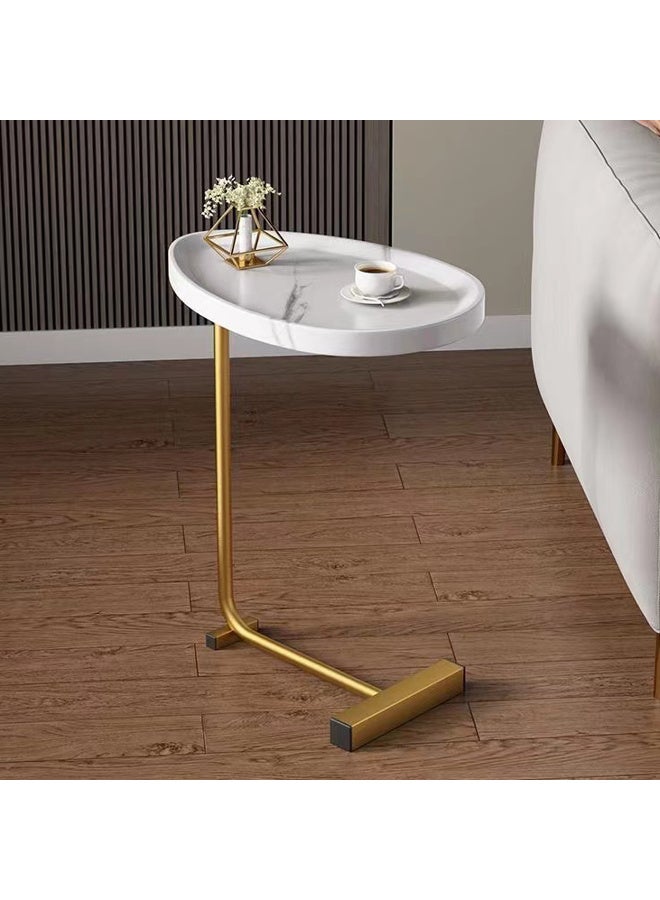 1pc Side Table & End Table for Small Spaces and Living Room, Modern Nightstand Suit for Sofa Couch and Bed, White top with Golden Metal Frame - Image 4