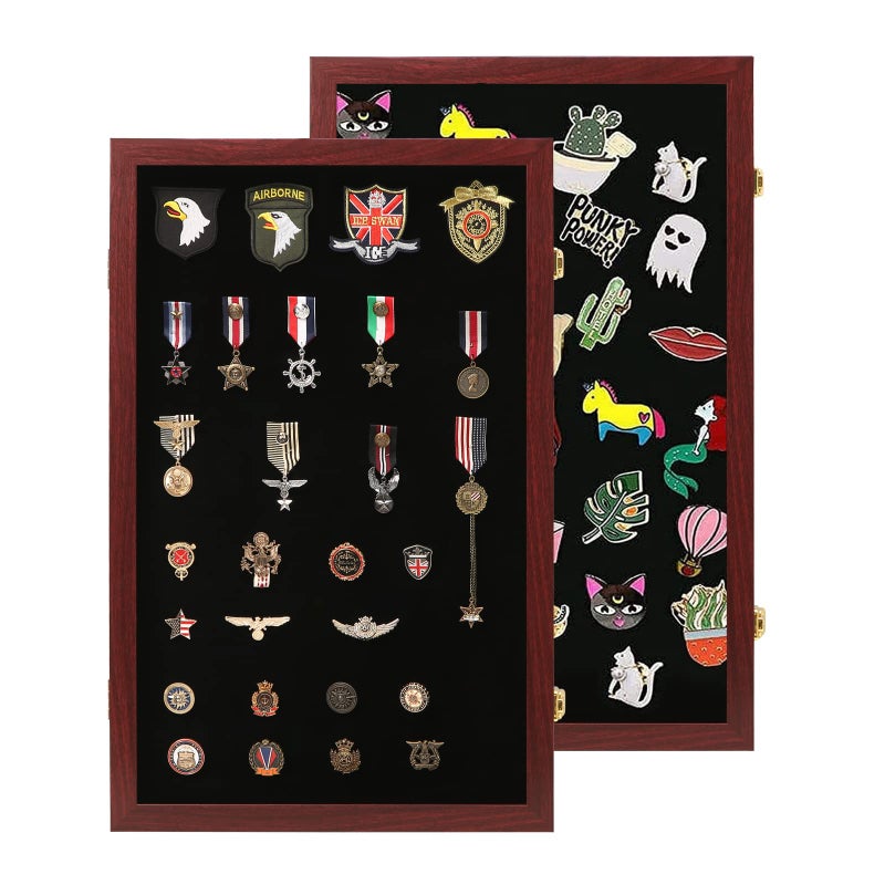 VERANI Pin Display Case 16x25 Pin Collection Display Box Military Medal Display Frame with 98 Uv Protection Acrylic Door for Beach Tags Jewelry Insignia Ribbons Patches Insignia Ribbons Sport Pins
