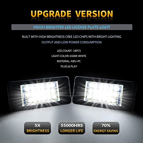 DERMOKA LED License Plate Lights for 2015-2020 Chevy Suburban Tahoe GMC Yukon Cadillac Escalade ESV Rear Tag Lamp Assembly, 6000K White 2PCS - Image 2