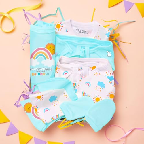 SuperBottoms Baby Gift Set for New Born - Skin-Friendly Newborn Essentials - Ideal Gifts for NewBorn Baby – Unisex Clothing - 0-3 Months – 11 Pieces Baby Gift Hamper (Blue) - Image 3