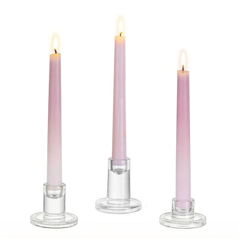 Glasseam Glass Taper Candle Holders: Set of 3 Tapered Candlestick Holders Small Clear Candle Sticks Holder Decor for Table Centerpiece Wedding Dining Room Home Decorations - Image 1