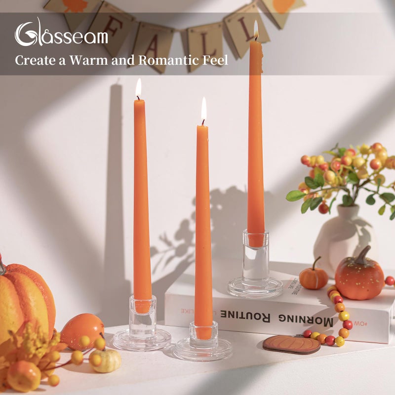 Glasseam Glass Taper Candle Holders: Set of 3 Tapered Candlestick Holders Small Clear Candle Sticks Holder Decor for Table Centerpiece Wedding Dining Room Home Decorations - Image 3