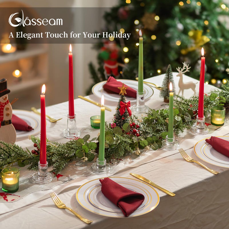 Glasseam Glass Taper Candle Holders: Set of 3 Tapered Candlestick Holders Small Clear Candle Sticks Holder Decor for Table Centerpiece Wedding Dining Room Home Decorations - Image 4