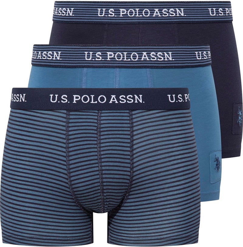 U.S. Polo Assn. BASE. POLO ASSN. Men's Printed-Navy Blue-Indigo 3-Piece Boxer 80515  - Image 1