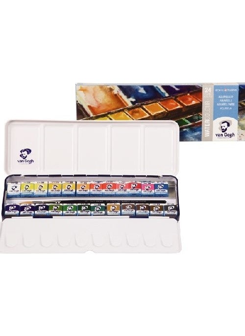 Talens - Van Gogh 1/2 Tablet Watercolor Set 24 Colors Metal Box - Image 1