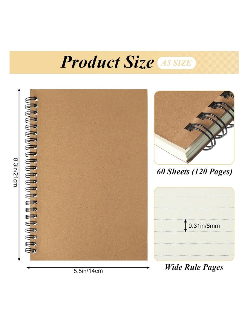 SYOSI - 12 Pack Spiral Ruled Notebook A5 Lined Travel Notebook Colorful Notebook 60 Sheets/120 Pages Memo Notepad Sketchbook Spiral Bound Notebooks for Students Office Business - Image 1