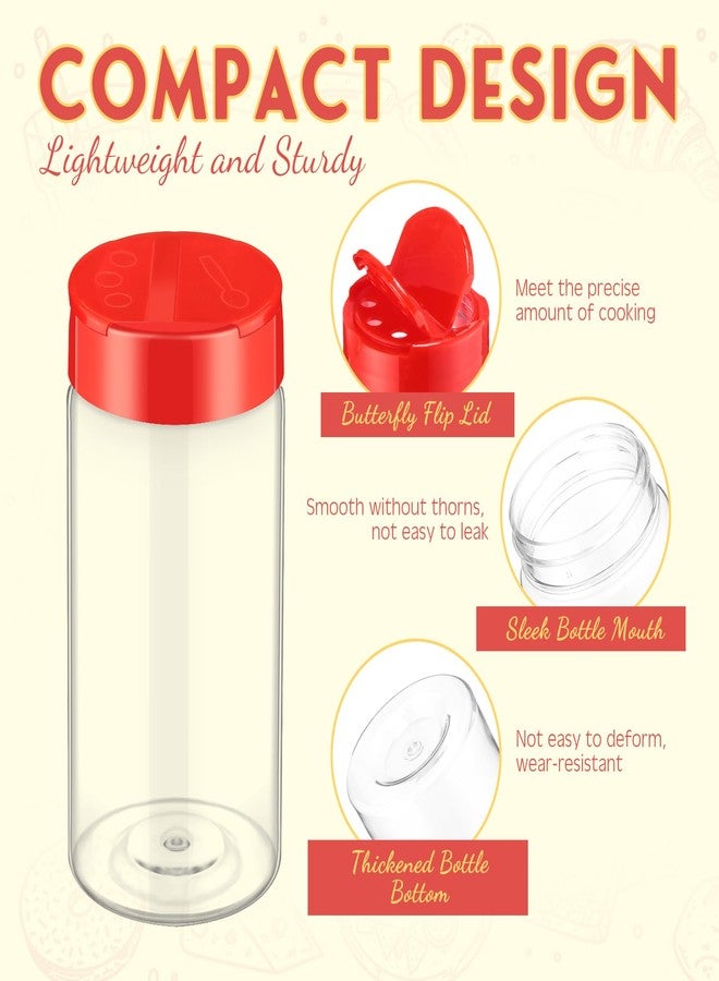 Uiifan عبوة من 30 برطمان توابل بلاستيكي من Uiifan، سعة كل منها 250 مل (8.7 أونصة)، مزودة بأغطية هزازة، عبوات توابل شفافة، زجاجات توابل فارغة، برطمانات بأغطية حمراء لتخزين التوابل في المطبخ، مثل الملح والسكر والفلفل. - Image 3