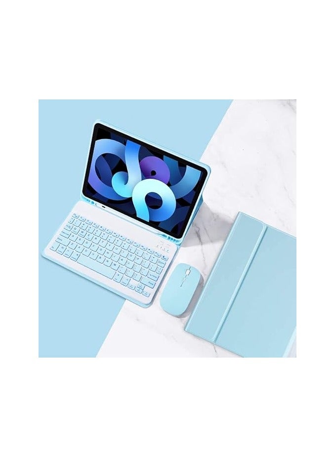 غلاف لوحة مفاتيح عربي وإنجليزي مع ماوس لجهاز Galaxy Tab S9 FE بحجم 12.4 بوصة، غلاف لوحة مفاتيح مضيء + ماوس لوحة مفاتيح بلوتوث قابلة للفصل غطاء جلدي ذكي رفيع. - Image 1