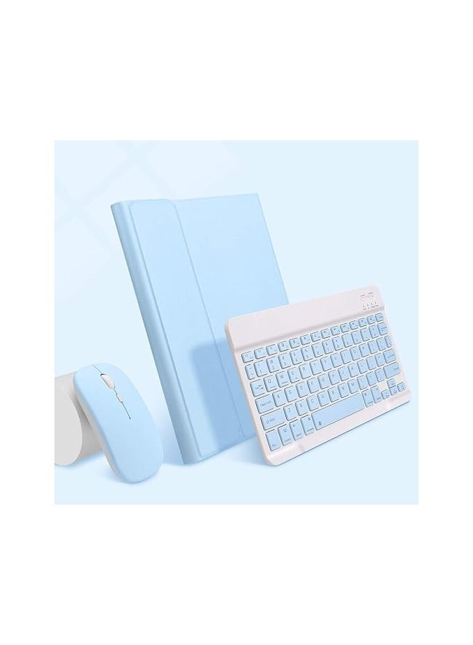 غلاف لوحة مفاتيح عربي وإنجليزي مع ماوس لجهاز Galaxy Tab S9 FE بحجم 12.4 بوصة، غلاف لوحة مفاتيح مضيء + ماوس لوحة مفاتيح بلوتوث قابلة للفصل غطاء جلدي ذكي رفيع. - Image 2