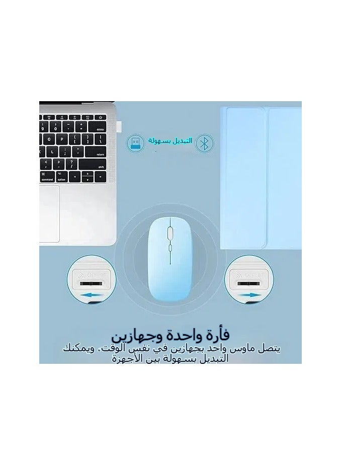 غلاف لوحة مفاتيح عربي وإنجليزي مع ماوس لجهاز Galaxy Tab S9 FE بحجم 12.4 بوصة، غلاف لوحة مفاتيح مضيء + ماوس لوحة مفاتيح بلوتوث قابلة للفصل غطاء جلدي ذكي رفيع. - Image 3