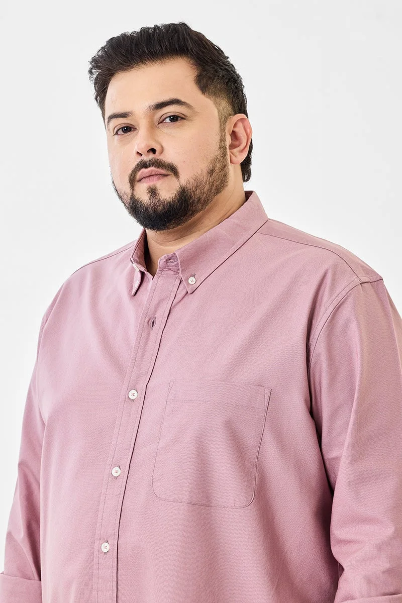 سنيتش Pink Solid Long Sleeve Regular Fit Plus Size Shirt