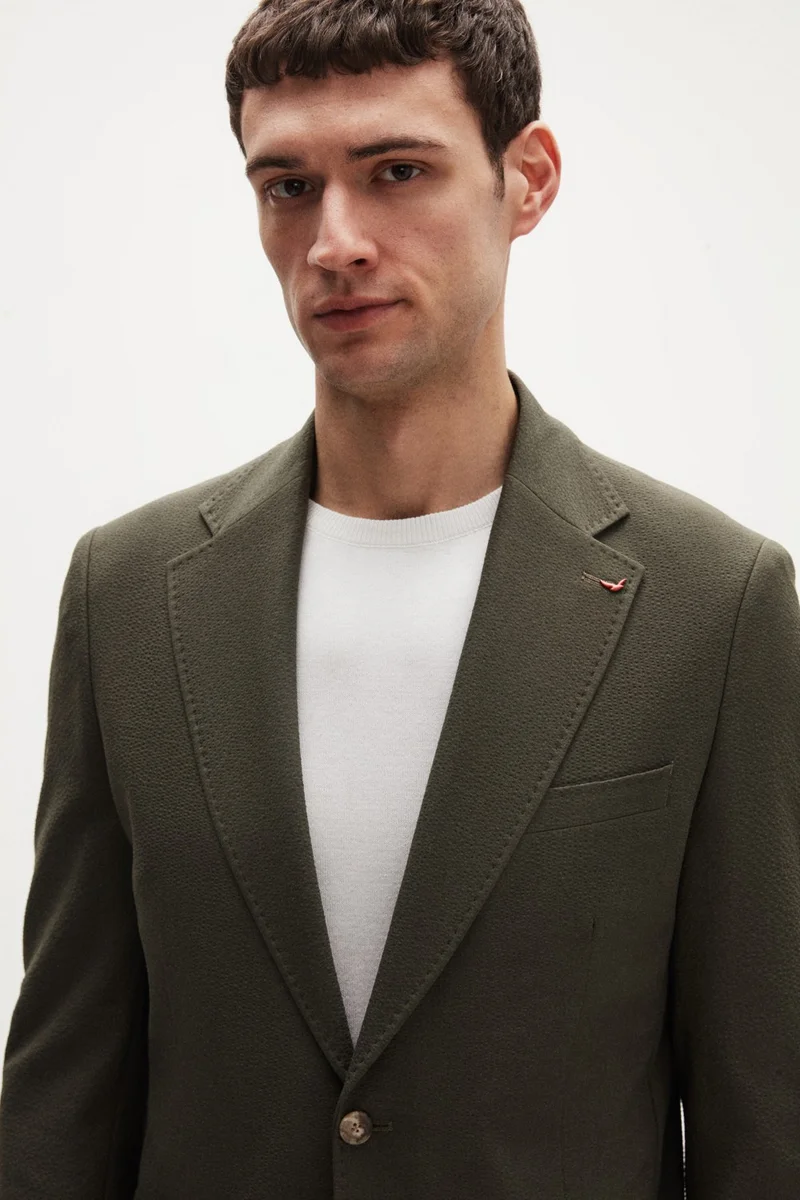 D'S DAMAT Ds Damat Regular Fit Khaki Plain Fabric Jacket