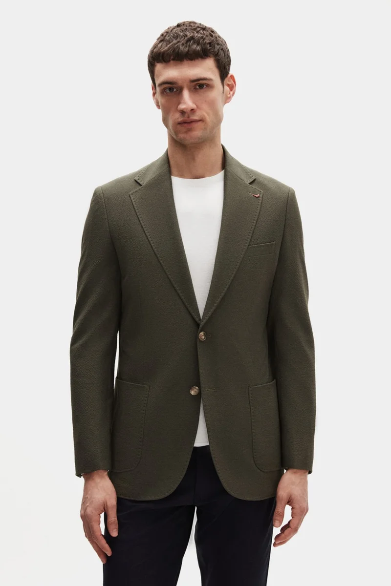 D'S DAMAT Ds Damat Regular Fit Khaki Plain Fabric Jacket