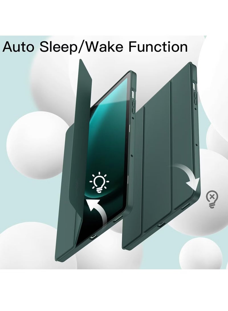 Samsung Galaxy Tab S9 FE 10.9-Inch Case – Soft TPU Tri-Fold Stand Cover with S Pen Holder, S Pen Charging Support, and Auto Wake/Sleep (Midnight Green) - Image 5