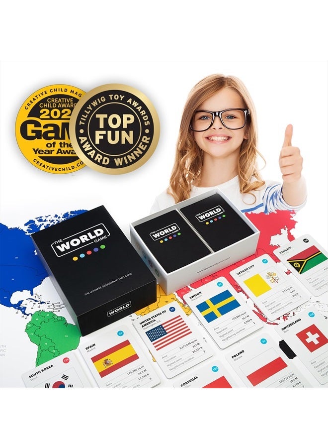 The World Game Geography Card Game - Educational Games for Kids, Family and Adults - Cool Learning Gift Idea for Teenage Boys & Girls 8-12 with Map - Image 2