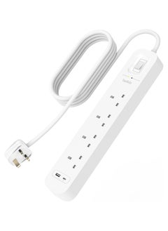 Belkin 4-Outlet Surge Protector Power Strip, Wall-Mountable with 4 AC Outlets, 2M Power Cord, & Green Indicator Light - USB-C Port & USB-A Port w/USB-C PD Fast Charging - 525 Joules of Protection