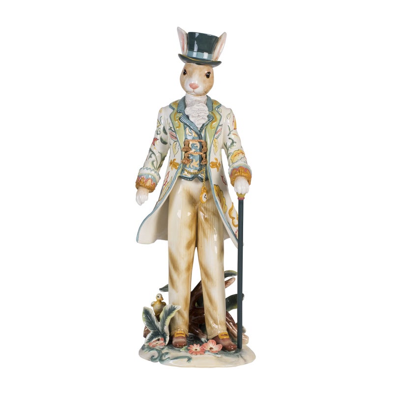 Fitz & Floyd Fitz and Floyd Dapper Rabbit Male Ceramic Figurine 20 inch 