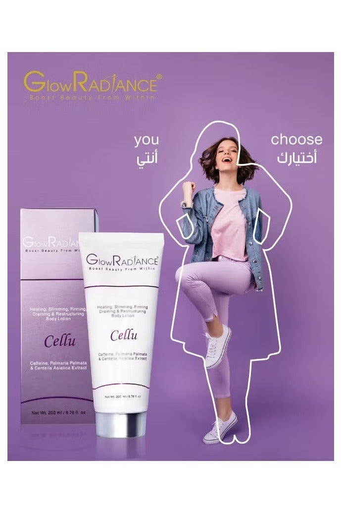 Glow Radiance Cellu Lotion â 200ml | Firming & Smoothing Body Moisturizer | Reduces Appearance of Cellulite | Hydrating & Nourishing Formula - Image 3