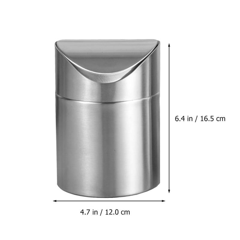 Windproof Mini Car Garbage Can Stainless Steel Desktop Ashcan Practical Small Trash Bin for Vehicle and Home Use - Image 2