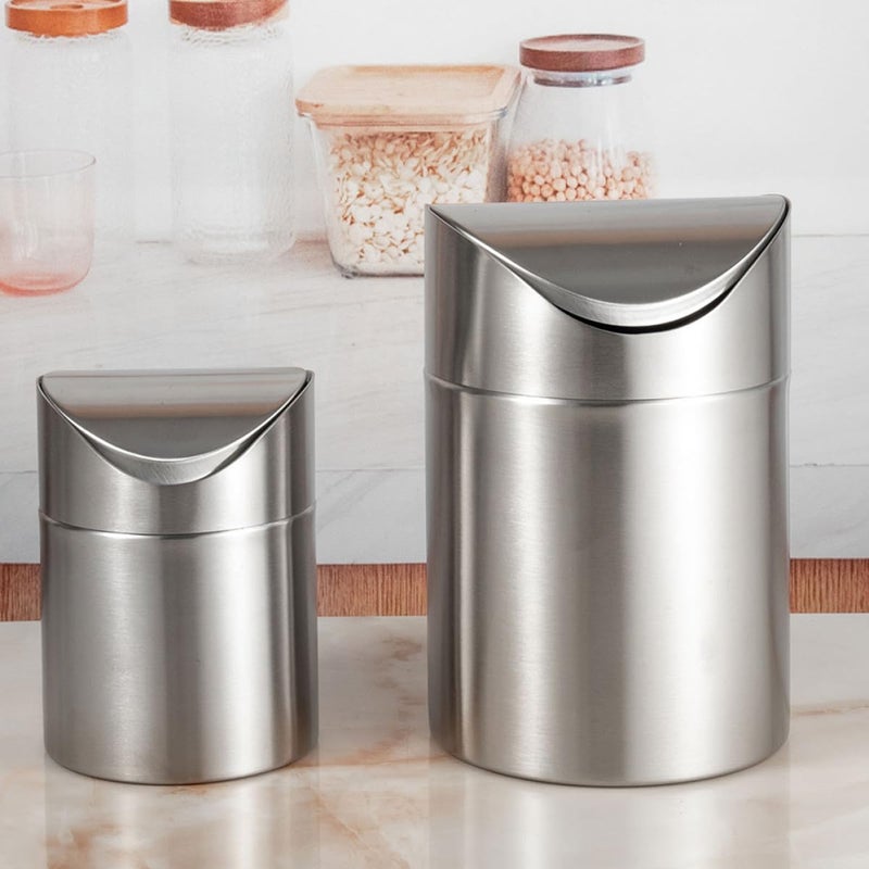 Windproof Mini Car Garbage Can Stainless Steel Desktop Ashcan Practical Small Trash Bin for Vehicle and Home Use - Image 4