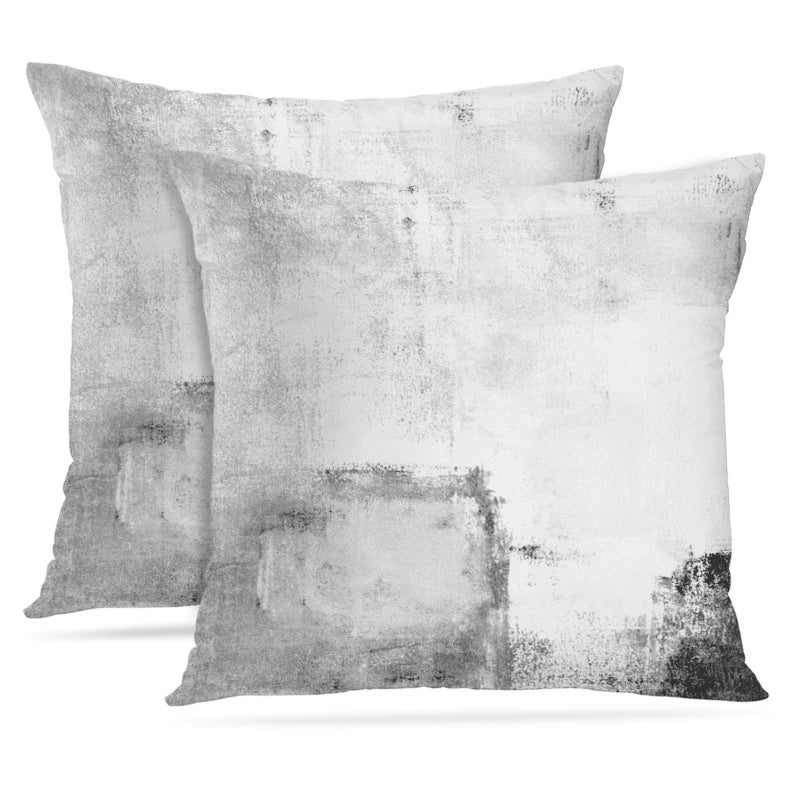 Britimes Britimes Throw Pillow Covers Modern Home Art Decor  16 x 16 Inches Set of 2 Pillow Cases Decorative  Abstract Oil Painting Pillowcases for Bedroom  Living Room  Cushion Couch Sofa  Black White  - Image 1
