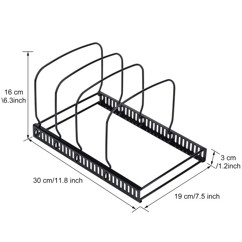 Toplife 10+ Bakeware Organizer Rack for Kitchen Bakeware, Cookware, Dinnerware, Cutting Boards, Plates, Pot and Pan Lids (Black) - Image 2