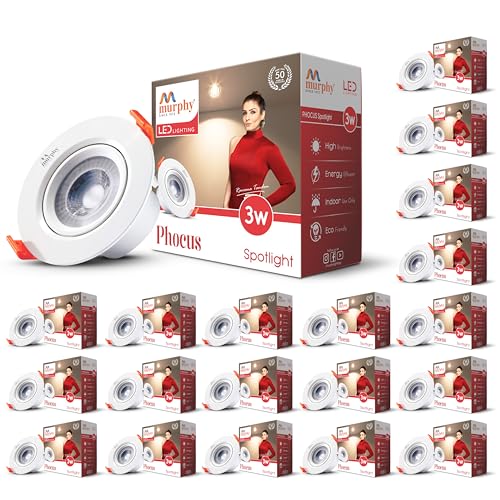 Murphy 3W PHOCUS LED Spot Round Panel Light with 2-Year Warranty | Ceiling Downlight for Concealed & Junction Box Fitting | WarmWhite | BIS Approved | Flicker-Free | Pack of 20 - Image 1