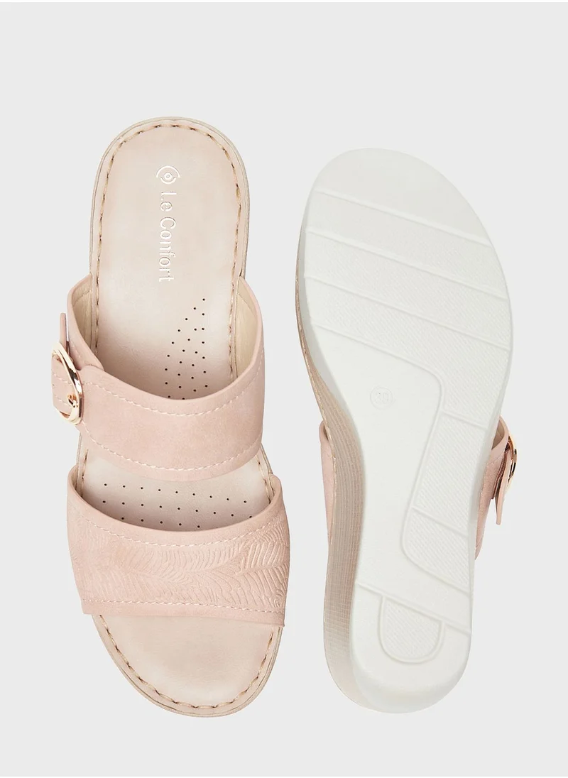 Le Confort Double Strap Wedge Sandals